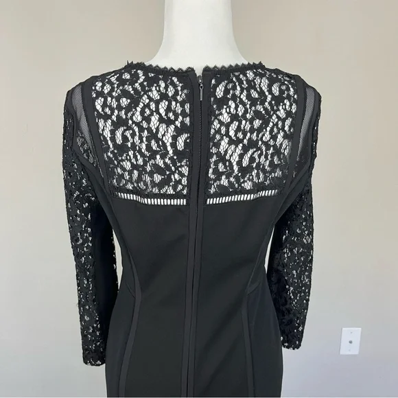 REBECCA TAYLOR BLACK DRESS WITH LACE SLEEVES SIZE 8 - Picture 8 of 12